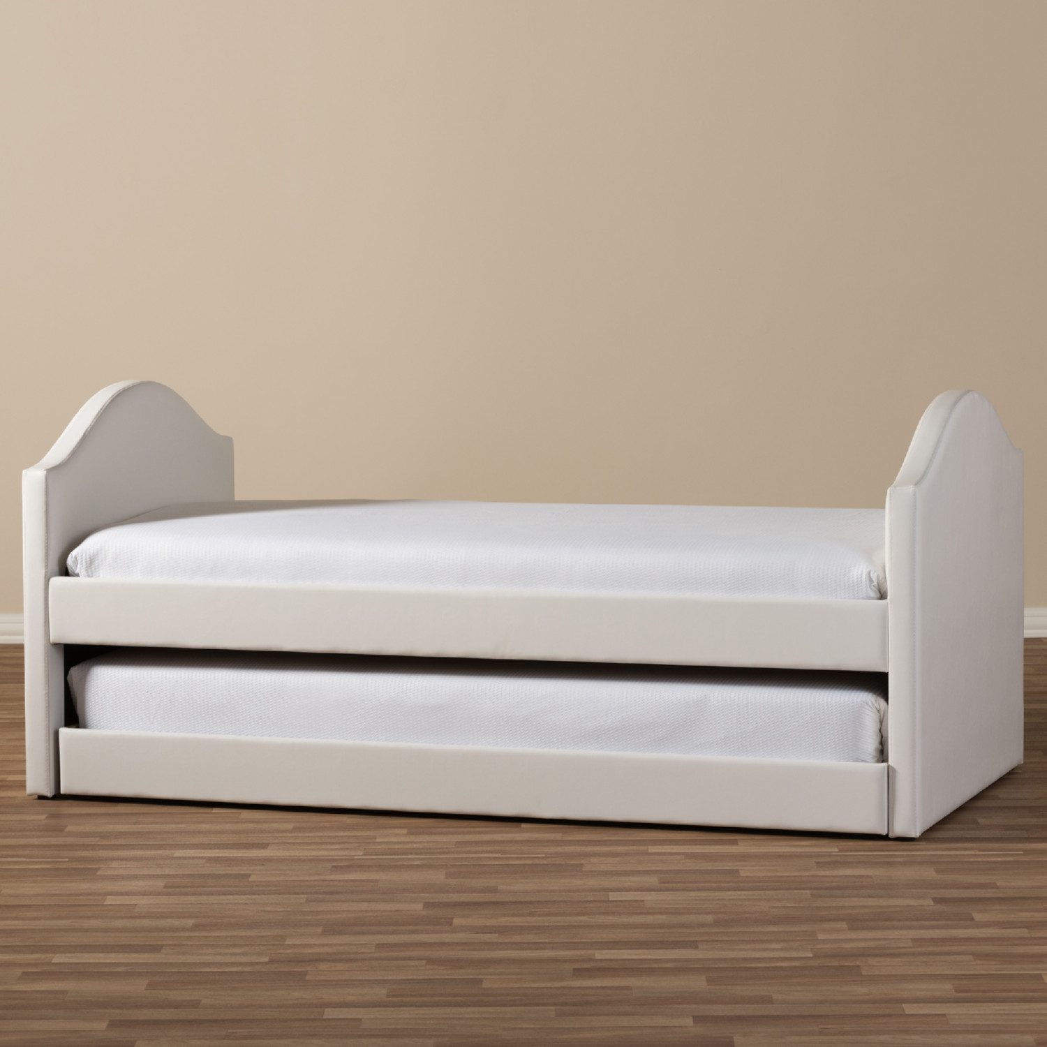 Baxton CF8751 White Day Bed Alessia Twin Daybed w Trundle in